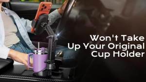 TAZENI 2-in-1 Cup Phone Holder for Car with 2 Sizes Hollow Bases Holds Phone & Bottle Together Height Adjustable Hands-free Viewing Universal Fit Fit 4.7-7 inches iPhone Phones Android