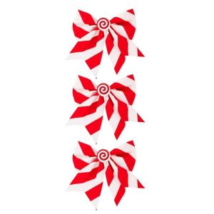 3Pcs Striped Fabric Bowknot Holiday Tree Bowknot Decoration For Christmas Tree Door Wreath Mantels Wedding Backdrops