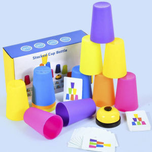 ตลกซ้อนถ้วย Logical Thinking การฝึกอบรมของเล่นซ้อนแหวน Montessori Stacked Cup Battle ของเล่นสําหรับเด็กก่อนวัยเรียน