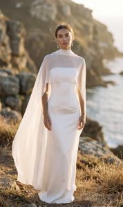 Bridal Shawl Long Sheer Ivory White Wedding Cape Scarf Brides Cover-up Elegant Sheer Chiffon Bridal Cape Beach Bridal Accessory2026