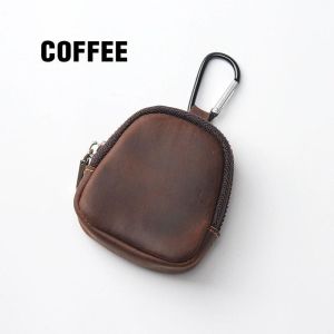 PU Leather Carabiner Retro Mini Coin Purse Keychain Wallet Earphones Bag Accessories Zipper Pouch