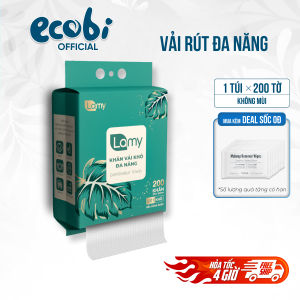Khăn vải khô đa năng Lamy 200 tờ dạng túi rút treo tường lau mặt tẩy trang khăn lau cho bé