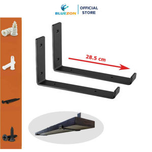 Bộ 2 ke sắt chữ L pát mặt dưới BLUEZON 20cm - 25cm - 30cm (tấm gỗ 18.5cm - 23.5cm - 28.5cm) kèm vít tắc kê