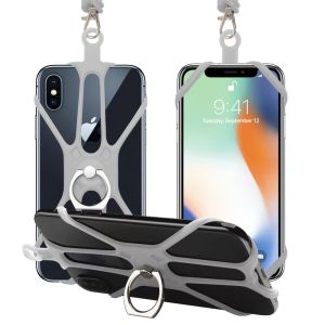 Silicone Universal Phone Lanyard Holder with Ring Grip Neck Strap for iPhone Samsung Huawei Crossbody Sling Holder for Outdoor Activities