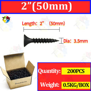 0.5KG 520PCS Black Screw 3.5MM Drywall Screw 16-80MM High-strength Nails Plasterboard Cross Flat Head Tapping Wood