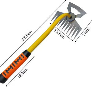 Weeding Uprooting Tool Steel Weed Puller 4 Teeth Weeder Digging Root Remover Garden Loose Soil Hoe Gardening Tools