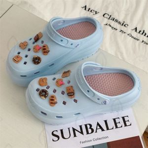 รองเท้าหัวโตผู้หญิง ส้นสูง 8-9 ซม สีพาสเทล พร้อมตัวติด รองเท้าแตะส้นจึก สีพาสเทล งานยาง EVA รองเท้าแฟชั่น SUN8694-PASTEL