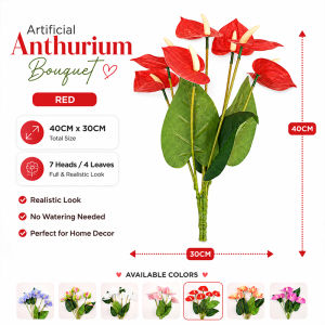 Multicolor Artificial Small Anthurium Soft Rubber 60cm Simulation Plant Photo Props Faux Red Palm Home Decoration