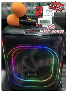Brodu BTS-2187 (FREE USB with MP3 songs) Bluetooth Speaker Karaoke Speaker FlashLight HighQuality Subwoofer with 2 Microphones