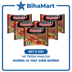 [SET 5 GÓI] - MASAN - Mì trộn Omachi gói trộn hương vị thịt xiên nướng (82g/gói) - Omachi Mì gói trộn hương vị thịt xiên nướng