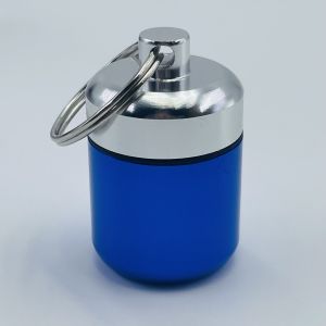 Mini Waterproof Aluminum Alloy Pill Box Case Bottle Holder Container Keychain