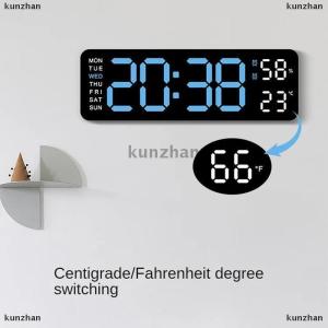[COD] kunzhan Large Digital Wall Clock Temperature And Humidity Week Display Brightness Adjustable Electronic LED Table Alarm Clock