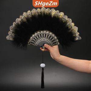 [COD] SHgeZm Lolita Lông Gấp Fan Nhật Bản Ngọt Ngào Cổ Tích Cô Gái Tối Gothic Tòa Nhảy Tay Fan Với Mặt Dây Chuyền Quà Tặng Đám Cưới Đảng Trang Trí