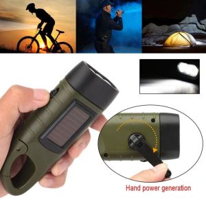 NEXTGENYUN Solar Powered LED Flashlight Rechargeable Hand Crank Outdoor Camping Flashlight Ergonomic Design Portable Charging Torch For Fishing Boating Hiking