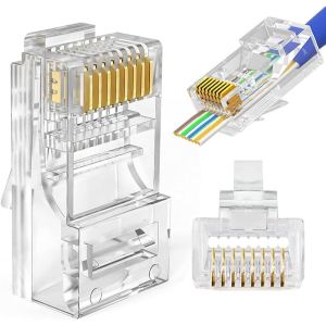 RJ45 CAT5e CAT6 Ethernet Cable Connector Header Plug Passthrough 8P8C