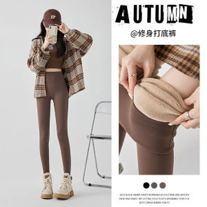 ＜1118＞  Black Gold Barbie Pantat Shark Pants Wanita Musim Gugur dan Musim Sejuk Tambah Bulu Tanpa Garis Malu Pinggang Tinggi Seluar Yoga Perut Ketat