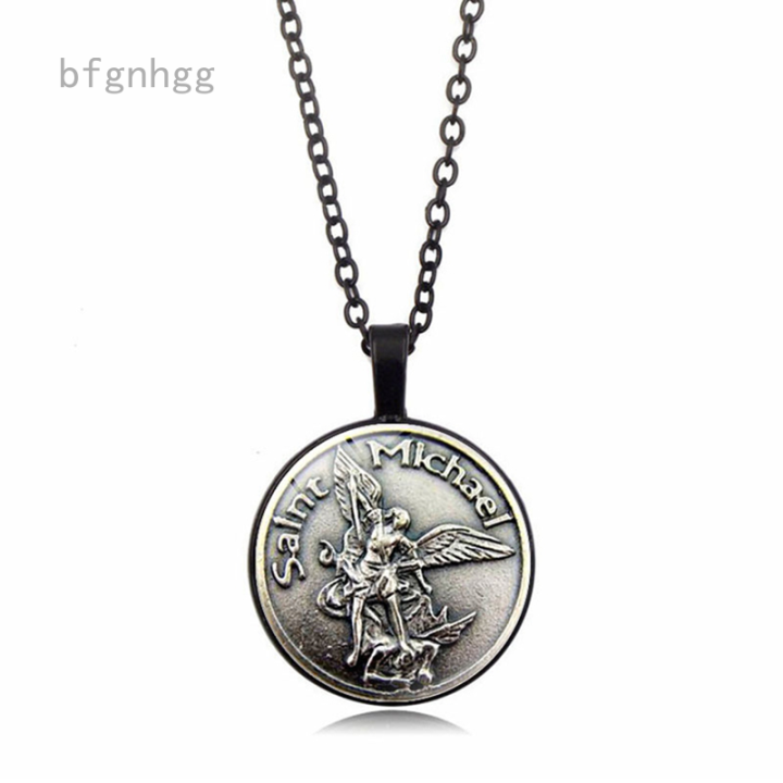 MOYON St. Michael Archangel Medal Shield Pendant Necklace – Stainless Steel, Made In Italy