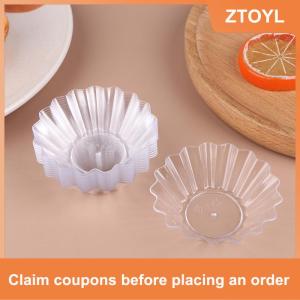 【ZTOYL】 10Pcs Transparent Mini Appetizer Plates Ice Cream Cup Plastic Fruit Candy Cake Jelly Yogurt Mousse Dessert Container Pastry Tool