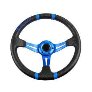 Motorsport Steering 350mm Profound Dish Carbon Texture Plan 4 Embroidered Stripings Fast Release Mount for Hurrying and Daily Driving