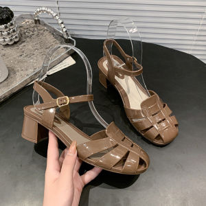 [Free Shipping] Roman retro sandals for women 2025 new flat summer closed-toe soft-soled pig cage shoes