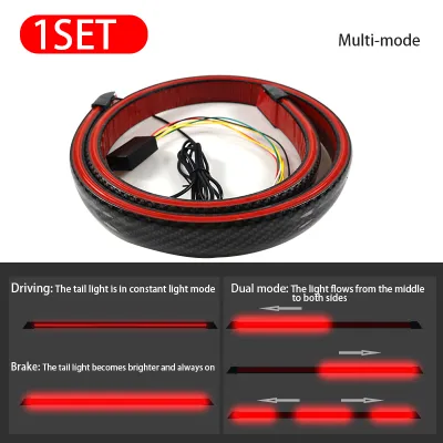 130cm Universal Carbon Fiber Spoilers LED Lights Strip Multifunction Car Exterior Rear Spoiler Turn Signal Brake Lamp