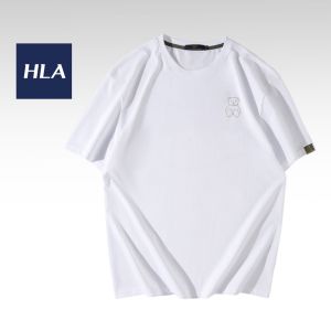 HLA Cute Bear Series Icy Cotton Lovely Bear Printing Slight Wide Short Sleeve T-Shirt Men (White) Simple and comfortable