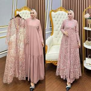 Arimbi Dress Ceruty Babydoll Brokat Dress Wanita Terbaru 2024 Kekinian Gamis Kondangan Viral Murah