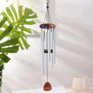Wind Chimes Aluminum Tubes Wooden Tag Outdoor Hanging Decor Rustic Farmhouse Patio Garden Balcony Gift