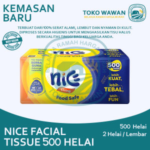 Tissue NICE Facial Soft Pack 500 Helai Per Lembar 2 Helai / Tisue Wajah Halus 250 Sheet / Tisue Muka Premium Murah 2 Lapis / Ply / 1 ( Satu ) PACK Tisu