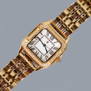 HB Jewelry FROSELIX Gold Ice Square Roman Numeral Quartz Vintage Minimalist Formal Office Wear Water Resistant Battery Operated Hypoallergenic Non Tarnish Non Fading Gold Watch for Women