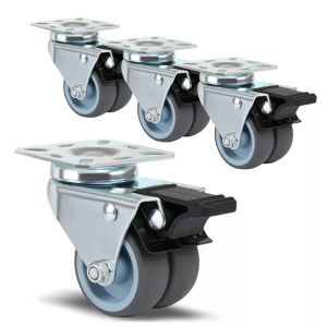 [SG SELLER LOCAL STOCK] 4pcs Heavy Duty Swivel Castor Wheels 50mm with Brake for Trolley Furniture Double Ball Bearing
