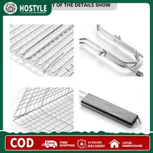 Heavy-Duty Griddle & Grill Basket for Outdoor Barbecue Rust-Resistant Stainless Steel with Handle for Camping and Family Gatherings