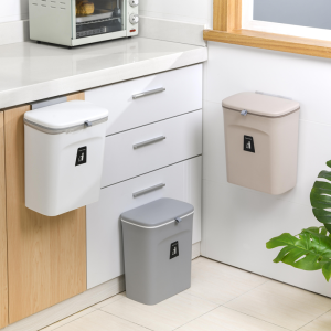 7L/9L Wall Mounted Trash Can Bin With Lid Waste Bin Kitchen Cabinet Door Hanging Trash Bin Garbage Car Recycle Dustbin Rubbish