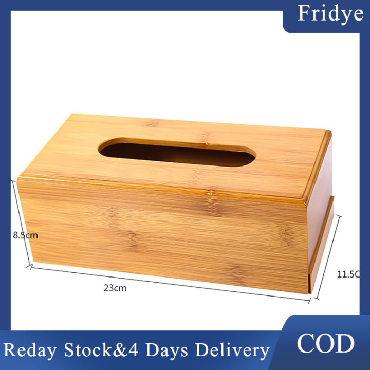 Fridye Desktop Bamboo Wood Minimalist Tissue Box With Bottom Drawer ...