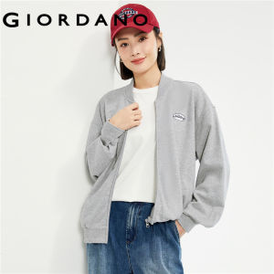 GIORDANO Áo khoác nữ thêu chữ huy hiệu áo khoác bóng chày Zip Front đơn giản thời trang áo khoác bóng chày Free Shipping 13374211