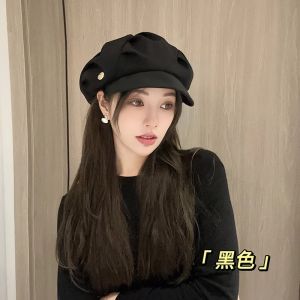 Fashion Berets Women Solid Color Pleated Cloud Hat Vintage Japanese Artist Newspaper Cap Spring Autumn Octagonal Hats