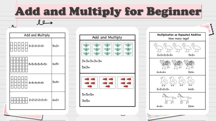 [PRE184] 17 pages Add and Multiply for Beginner Worksheet for Pre ...