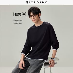 Giordano Beau Monde Men Fake two-piece long sleeve tee Free Shipping 13026621