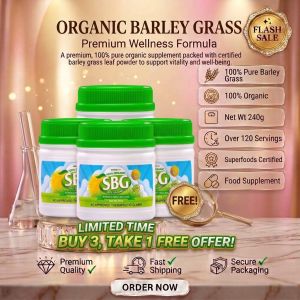 Bundle 4 - SBG 240grams Powder Jar 100% Pure and Organic Salveo Barley Grass Original Detoxifier for your Health LWPH