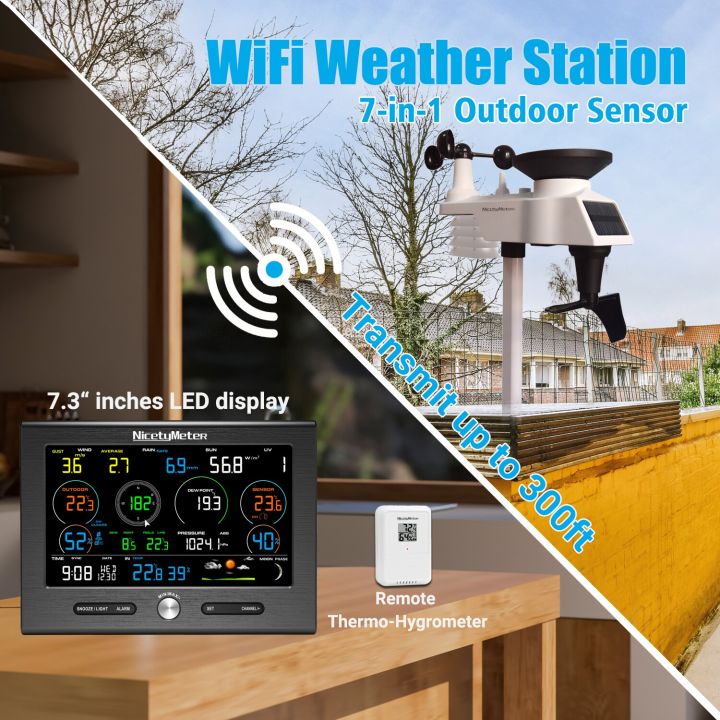 0370 WiFi Weather Station Outdoor Sensor Rain Gauge Weather Forecast