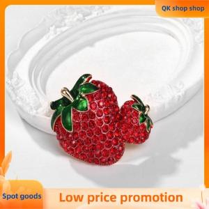 ✨QK shop✨ Fashion Exquisite Rhinestone Fruit Double Strawberry Brooch For Women Coat Jewelry Accessries