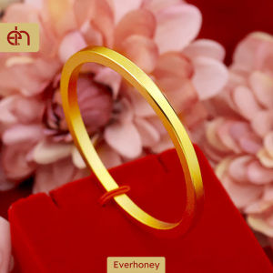 Square Shape Womens Sanding 916 Gold Bangle Bracelet for Women Teen Girls