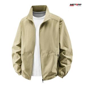 Mens Stand-Collar Lightweight Jacket Waterproof Windbreaker Raincoat Shell Jacket for Outdoor Hiking Traval