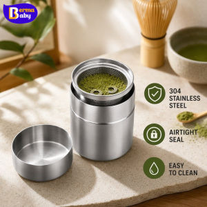 BERMA BABY Stainless Steel Airtight Matcha Storage Canister Japanese Style Odor Proof Tea Coffee Container