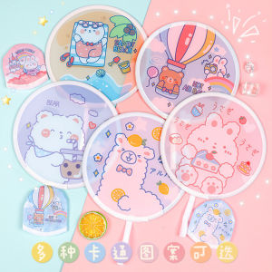 2Pcs Cute cartoon folding fan in summer portable small fan travel cool folding fan