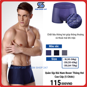 Combo 5 quần sịp đùi nam boxer thông hơi cao cấp -KEM SHOP 247