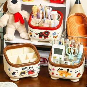 TSEVD การ์ตูนลายการ์ตูน ที่วางปากกาตั้งโต๊ะ หลายกริด จุได้มาก ที่จัดเก็บดินสอ ใช้งานได้จริง กันลื่น ภาชนะเดสก์ท็อป เดสก์ท็อป