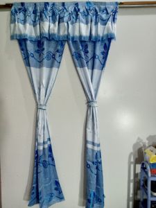 Rèm cửa chính rèm cửa sổ BENU STORES xẻ giữa chất liệu gấm cao cấp màu xanh dương [1m x 2m] sang trọng bền bỉ giá rẻ