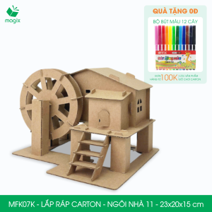 MFK07K - 23x20x15 - Mô hình ngôi nhà lắp ráp từ bìa carton cao cấp nhà giấy carton mini sáng tạo