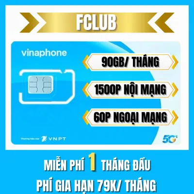 (FREE 1 THÁNG) Sim 4G 5G Vinaphone FCLUB Tặng 90GB/Tháng Tốc Độ Cao (3GB/Ngày) 1500 Phút Gọi Nội Mạng Gọi Tẹt Ga | FREESHIP - CHƯA KÍCH HOẠT